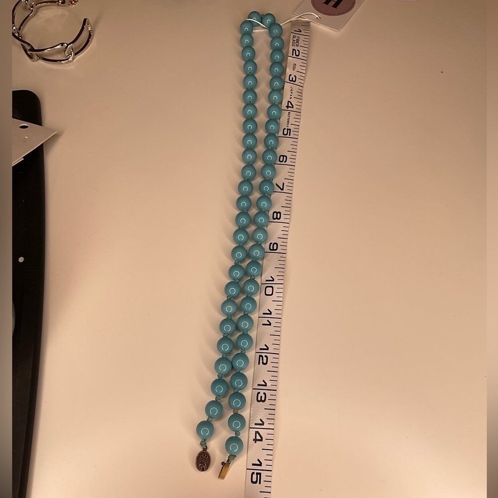 Vintage teal blue glass beads - Picture 7 of 11
